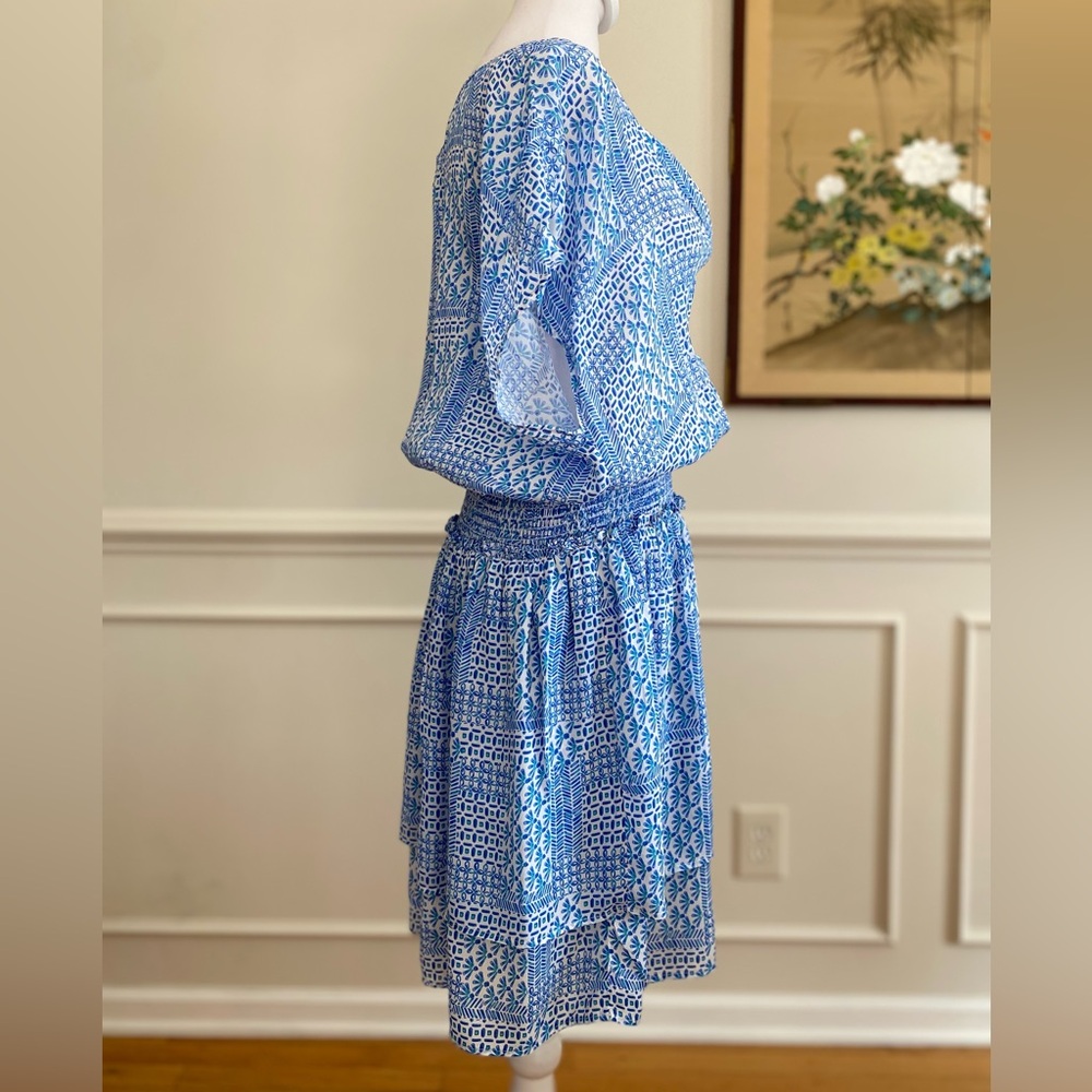 Vineyard Vines Sky Blue Printed Smocked Mini Dress - Picture 6 of 14